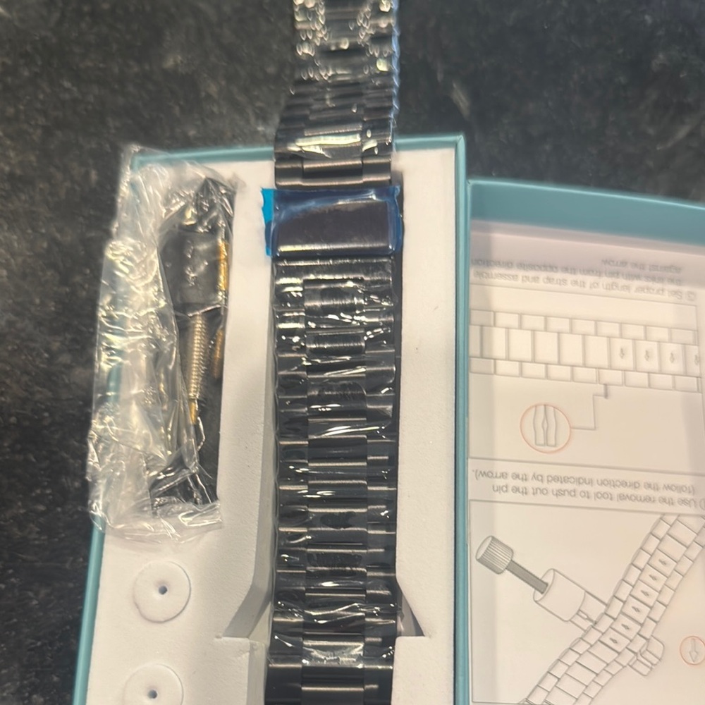 Black stainless smartwatch band 45 mm